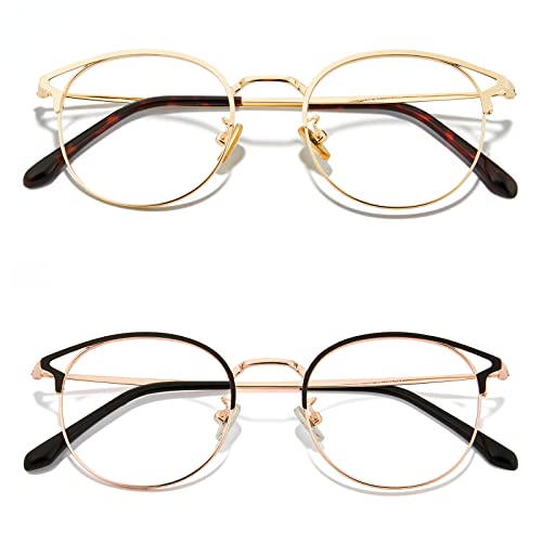 Image of Cyxus Blue Light Blocking Glasses - Lightweight Round Metal Frame Computer Eyewear, Anti Eye Strain Glasses for Men Women