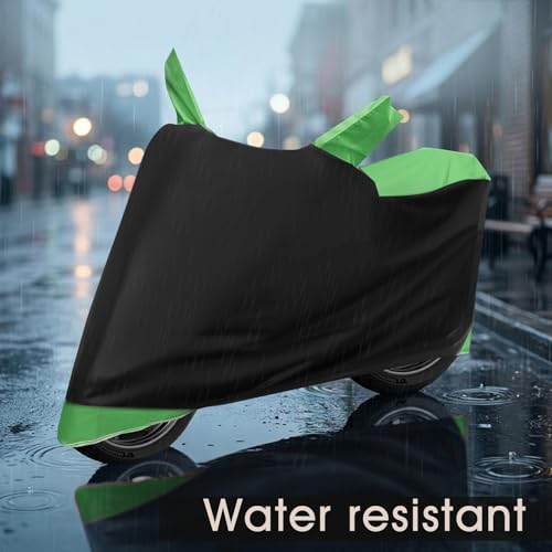 Image of Auto Hub Bike Cover Compatible with Bajaj Dominar 400 with Mirror Pocket, Dustproof, Heat Resistant, Triple Stitched, Dominar 400 Bike Cover- Black, Green