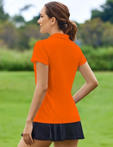 Image of PINSPARK Womens Golf Shirt Short Sleeve Polo V-Neck Quick Dry Tennis Tops | Moisture-wicking Breathable Fabric, Classic Collar, Slim Fit, Ideal for Golf Tennis Pickleball Casual