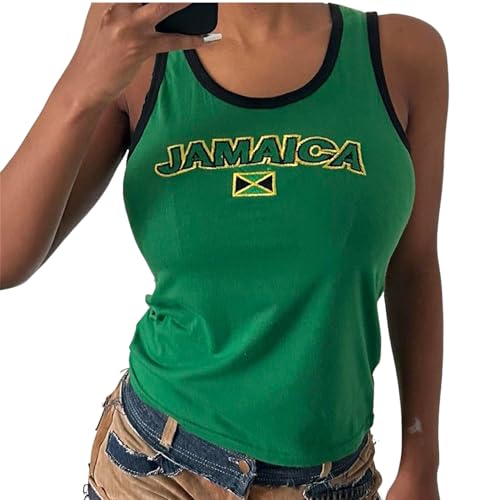 Graphic Baby Tee Mexico Jersey Shirt Tank Tops Women Summer Y2k Sleeveless Crop Top Vintage 2000s Streetwear