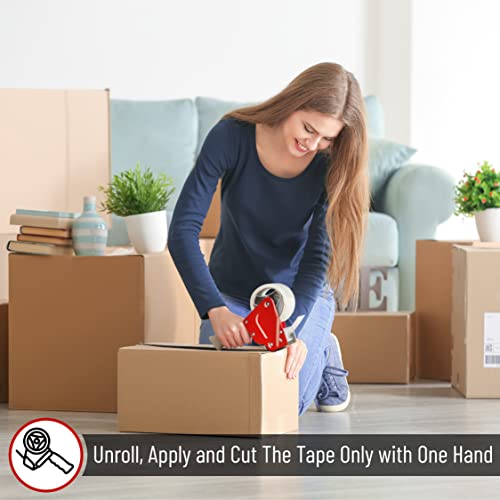 Mr. Pen - Heavy Duty Packing Tape Dispenser Gun 2-Inch, 2 Pack with 2 Rolls, Clear Packaging Tape for Moving and Boxes