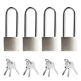 4 Pcs Silver Padlock with Keys, 3.4 Inch Long Keyed Padlocks, Shackle Pad Lock with Keys, Lock and Key Set for Outdoor Fence Storage Unit Toolbox Shed Gym Locker Padlocks with Key