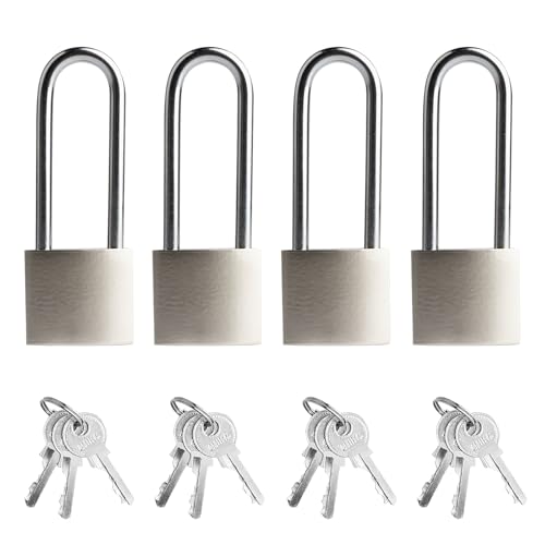 4 Pcs Silver Padlock with Keys, 3.4 Inch Long Keyed