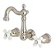 Kingston Brass KS1226PX Heritage 8" Center Wall Mount Vessel Sink Faucet, 4-3/4" in Spout Reach, Polished Nickel