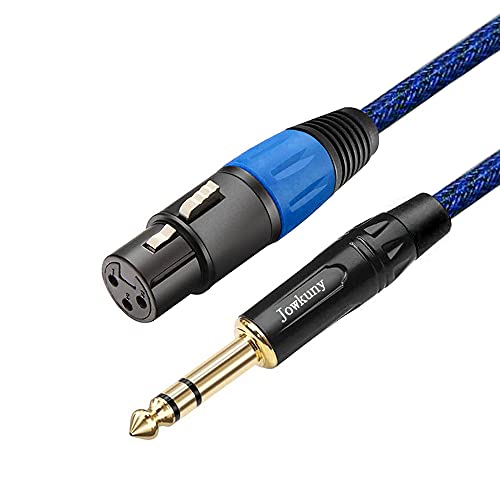 Jowkuny XLR Female to 1/4 Inch (6.35mm) TRS Cable 10ft 1Pack Nylon Braided Microphone Cable, TRS to XLR Female Mic Cable