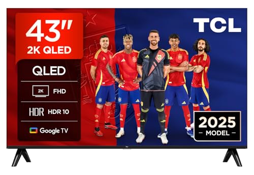 TCL 43V5C - Smart QLED Full HD de 43' Direct LED TV con Android TV y HDR - Compatible con Google Cast y Google Home, diseño Delgado [Clase de eficiencia energética F]