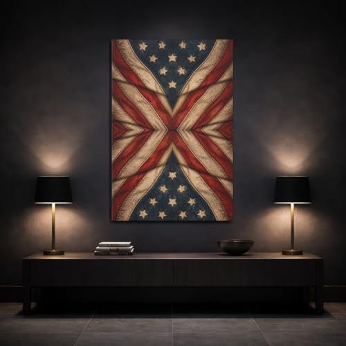 Drapeau américain vintage tableau grand format 40x60 vertical - 3