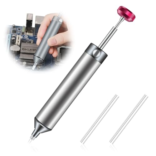 Premium Solder Sucker Pump, Solder Sucker Tool Desoldering Pump Remover with High Temperature Resistant Silicone Nozzle, One-Handed Operation Precision Solder Removal Anti-Clogging Design