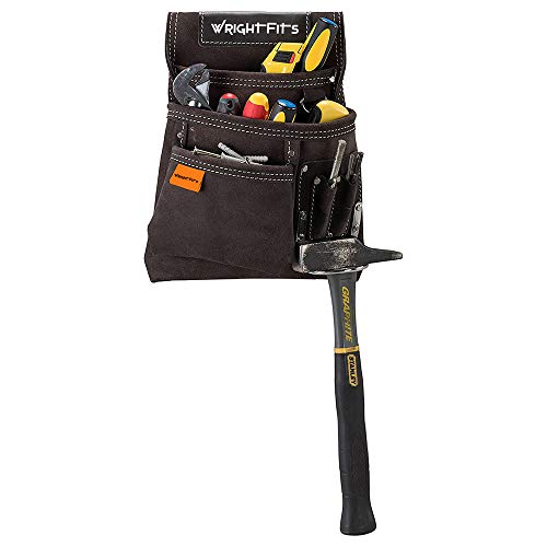 WrightFits Tool Pouches with Multi Pockets | Leather Tool Belt Pouch | Hammer Holder and Nail Pouch Organiser for Builders, Carpenters, Gardeners, Electricians- Dark Brown - WW180114 7 WrightFits Tool Pouches with Multi Pockets | Leather Tool Belt Pouch | Hammer Holder and Nail Pouch Organiser for Builders, Carpenters, Gardeners, Electricians- Dark Brown - WW180114 - Image 7