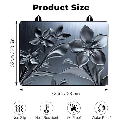 BSFHH Heat-Resistant Glass Stove Top Cover with Anti-Slip Rubber Coating – Electric Stove Protector, Scratch-Resistant, Counter Space Decor Mat (Flower, 28.5"L x 20.5"W) by BSFHH - Used condition - Image 2