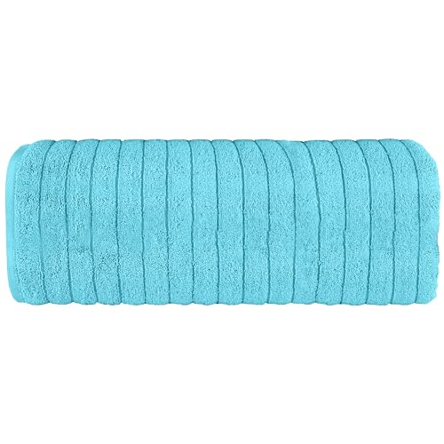 Image of Elegant Comfort 100% Turkish Cotton Corduroy Ribbed Luxury Jumbo Bath Towel Ultra Soft - 35 x 70 Inch - Luxury Spa Premium Hotel Quality Highly Absorbent and Quick Dry Large Bath Towel, Aqua