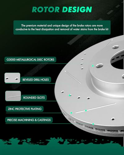 Image of SCITOO Front 11.75 inch Rear 11.02 inch Brake Pads and Rotors Kits Brakes Kits