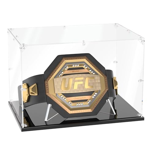 Acrylic Champion Belt Display Case 23.6 L x 15.7 W x 15.7 H Clear Collector Showcase with Dust-Proof & UV Protection Premium Display Box for Collectibles Wrestling & MMA Championship Belts