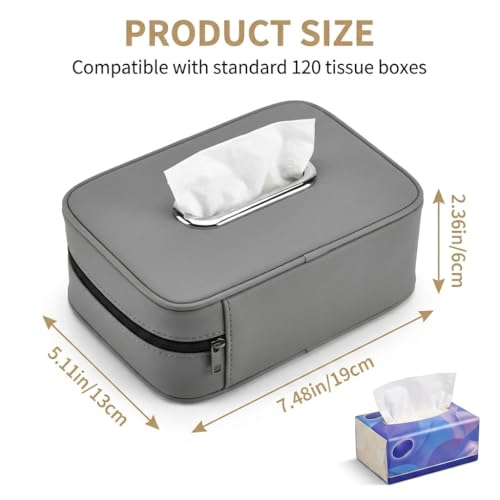 Image of STHIRA PU Leather Tissue Box Holder for Car Headrest with Zip Design