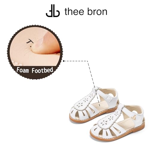 Image of THEE BRON Toddler Girls Closed-Toe Sandals Sweet Retro Cutout Summer Dress Shoes