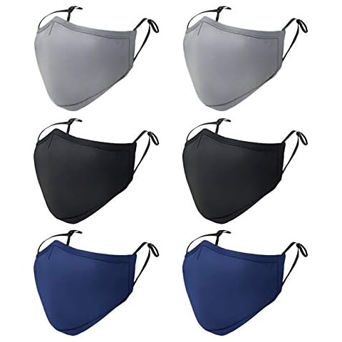 Cloth Face Masks with Nose Wire, 3D Shape, Adjustable Earloop, Washable and Reusable Face Mask for Men Women (2Blue+2Grey+2Black) Cover