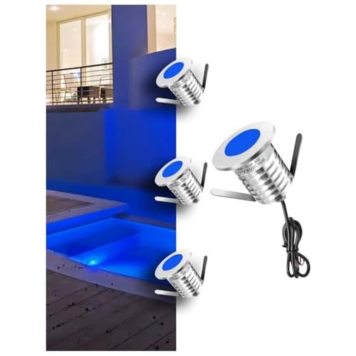 MALORY 3W Inground Pool Light, 4-Pack Stainless Steel Blue