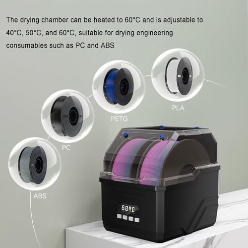 Secador de filamento para impresora 3D y deshidratador de bobinas 60°C 6