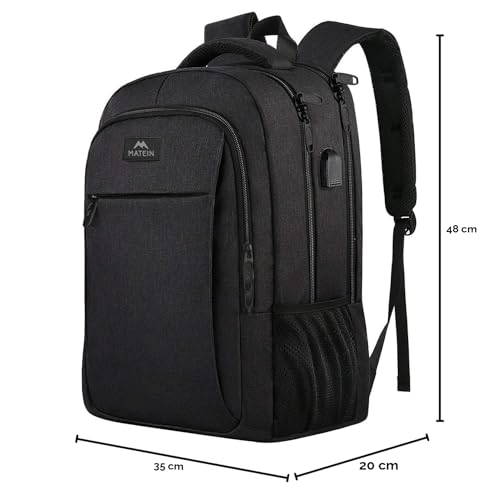 MATEIN Rucksack Herren, Groß Laptop Rucksack 17,3 Zoll Schulrucksack Laptoptasche mit Anti Diebstahl, Laptop Backpack Reiserucksack TSA für Business Arbeit Reisen Teenager College Tech Damen, Schwarz
