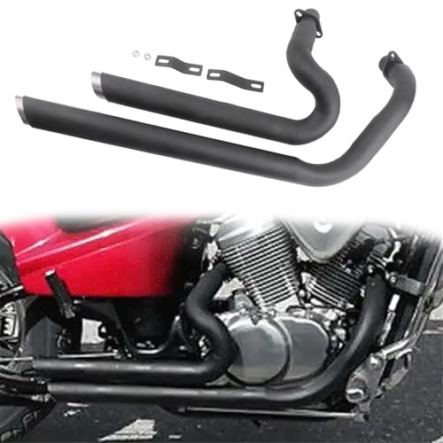 Remplacer l'échappement Pot D'échappement Double Moto Avec Silencieux Amovible En Acier Inoxydable Pour H-onda Steed Shadow VLX 400 1994-2003 1995 1996 1997...