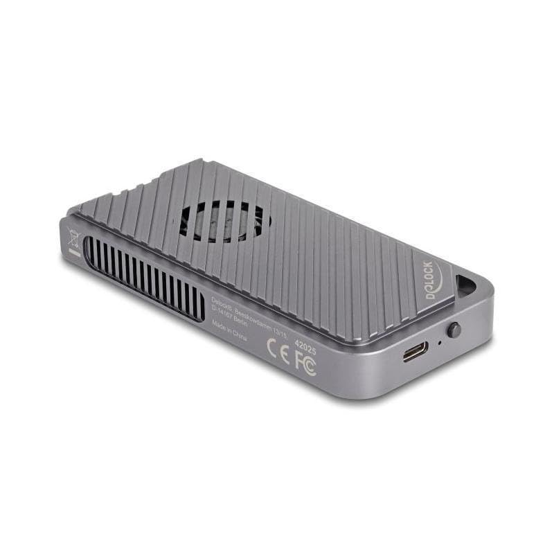 Delock - Speichergeh?use - 40 Gbps, GaminG-Stil, Mit Led Und L?fter, Werkzeugfrei - M.2 - M.2 Nvme Card - Usb4, Thunderbolt 4, Thunderbolt 3 - Silber