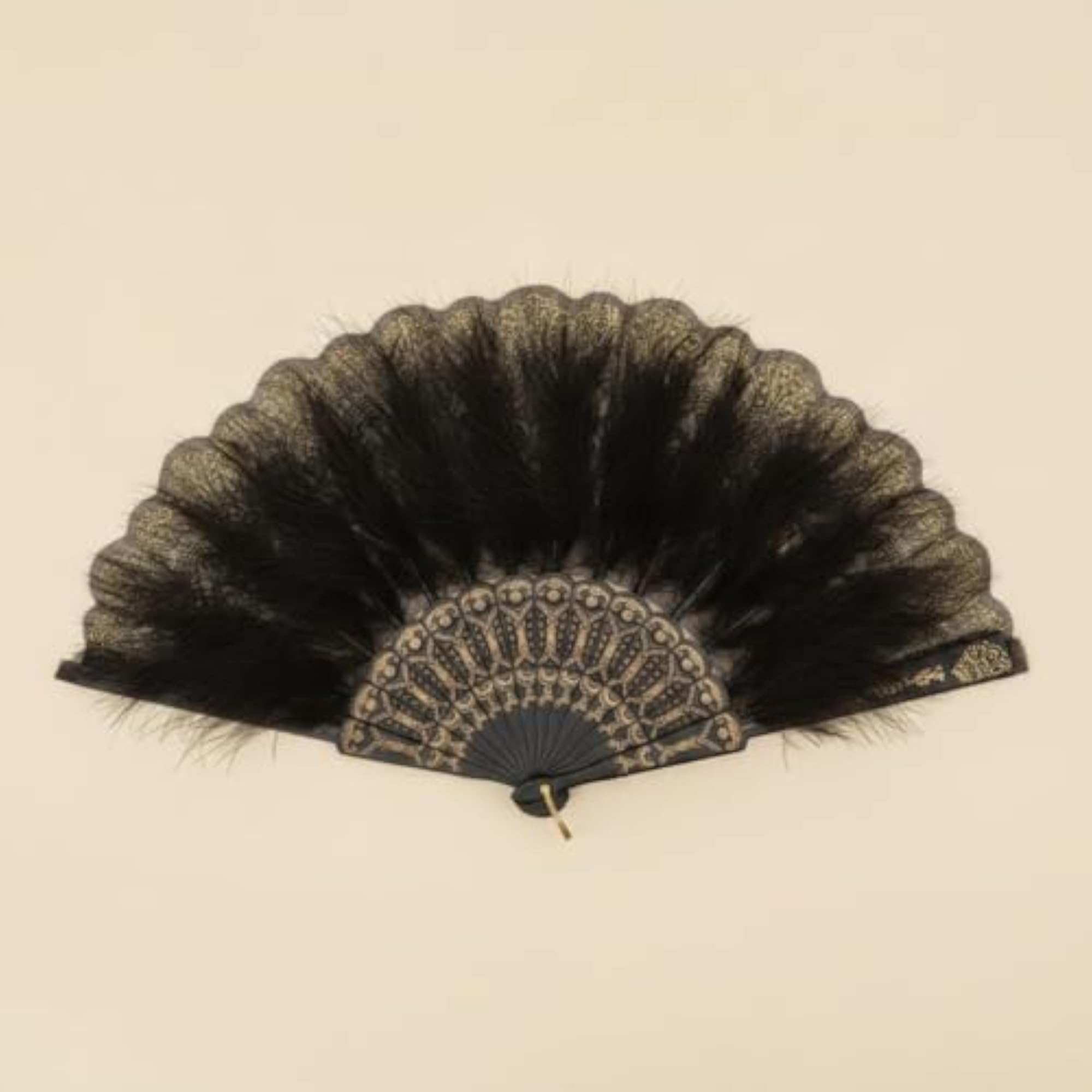 Decorative Folding Hand Fan with Feathers, Lightweight for Dancers