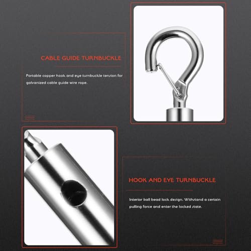 Turnbuckle de Cable para Cuerda con Ojo y Diseño de Bloqueo de Bola Interior de Cobre 6 Piezas para Tensión Segura y Firme miniatura 5