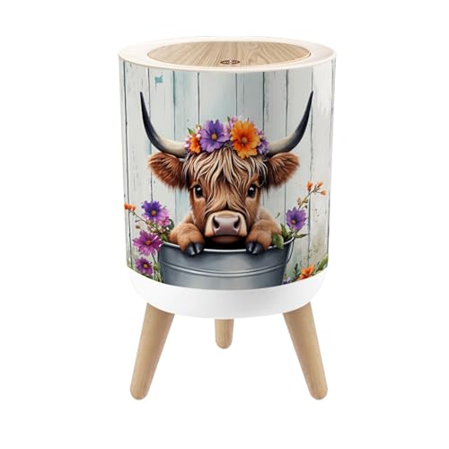 Pequeña caneca de basura con tapa y diseño rústico 1.8 galones