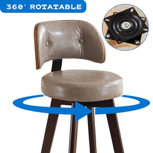 Tabouret de bar pivotant avec dossier en bois marron 87 cm - 4