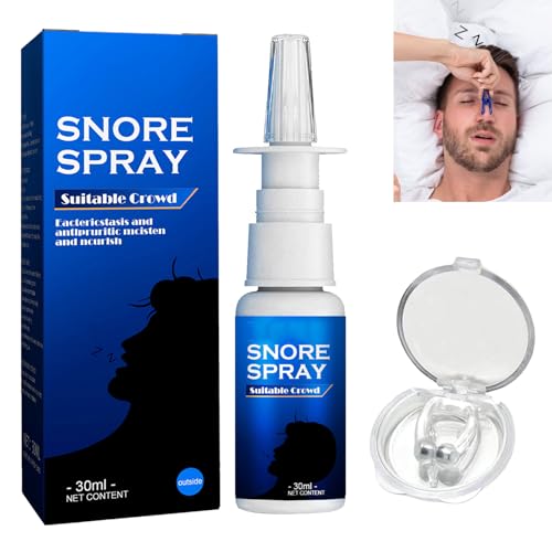 Mnozreo Aerosol Antirronquidos,Solución Antirronquidos en Gotas,Spray para Detener los Ronquidos,Solución para el Alivio los Ronquidos,Clip Nasal para Detener Ronquidos,30ML