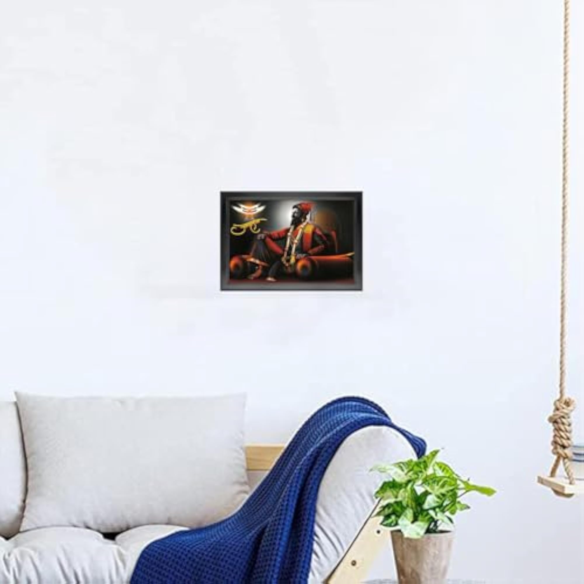 Chatrapati Shivaji Maharaj Photo Frame, Black Sparkle Coated