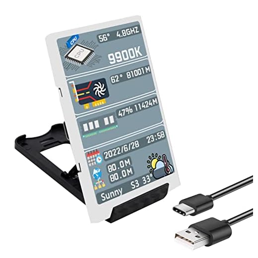 Tela Secundária do Monitor de Laptop | Monitor de temperatura de CPU IPS de 3,5 polegadas para mulheres, homens | Monitor secundário de tela de exibição de dados para PC, computador, telefone Sritob