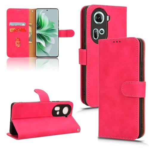 Coque Oppo Reno11 5G Protection Antichoc Housse Rabat Rose avec Dragonne
