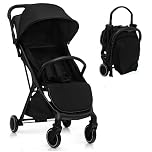 Maxmass Baby Stroller, One Hand Folding Toddler Pushchair with 5-Point Safety Belt, Seat Cover, Backrest, Footrest, Infant Travel Pram Baby Trolley Lightweight Buggy for 0-36 Months Old (Black)