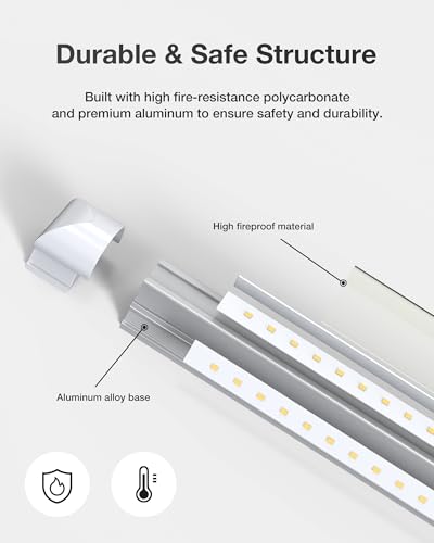 Image of TIMIKEY 6 Pack LED Shop Lights,6500K 5000LM 4FT 36W Super Bright Strip Fixture,FCC&ETL No Interference,Plug&Play Ceiling Lighting is idea for Garage,Shop, Workbench,Warehouse