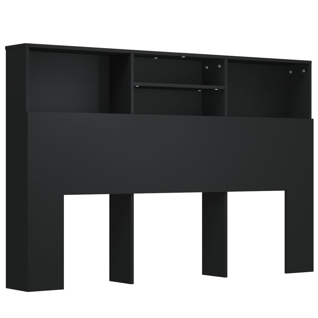 vidaXL Mueble Cabecero Armario Cabezal Almacenaje Dormitorio Habitación Mobiliario Muebles Decoración Adorno Negro 160x19x103,5 cm