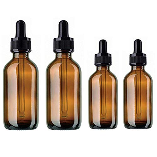 Preisvergleich Produktbild Vikenner Braunglasflasche Make-up Container leere braune Glasflasche Tragbare Reiseflaschen Reiseset Transparente ätherische Öle Parfüms Boston Round Flaschen Tropfer Pipetten 4Stück 20ml 40ml