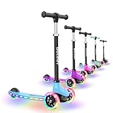 BELEEV A6 Monopattino Bambino 3-8 Anni, LED Ruote Illuminate & Deck, Monopattino 3 Ruote per Bambina Ragazza Ragazzo, 4 Altezza Regolabile, Ponte Antiscivolo, Carico Massimo 50Kg, Scooter for Kid