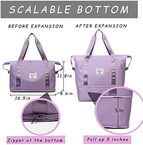 Duffle Bag, Travel Bag, Dry and Wet Separated Pocket Expandable Travel Duffel Bags, Weekender Carry On For Women, Sports Tote Gym Bag, Workout Duffel Bag, Overnight Shoulder Bag (Purple) 4 Duffle Bag, Travel Bag, Dry and Wet Separated Pocket Expandable Travel Duffel Bags, Weekender Carry On For Women, Sports Tote Gym Bag, Workout Duffel Bag, Overnight Shoulder Bag (Purple)