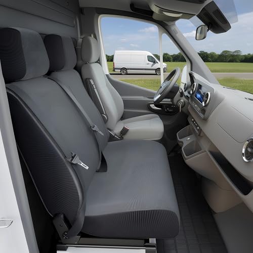 WALSER Passform Auto-Sitzbezug Transporter-Schonbezug Stoff kompatibel mit Ford Transit Doppelbankbezug vorne