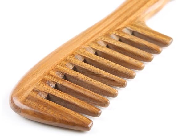 Sandalwood Wide Tooth Comb by RustiK, Wooden, Anti Static, Detangling, Scalp Massaging, Hair Brush - Image 3
