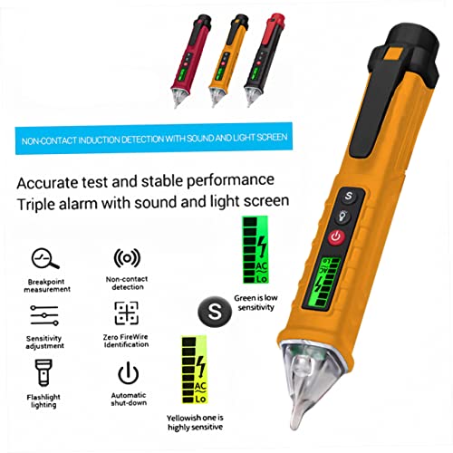 Prueba de Cable de Alimentación con Detector de Voltaje CA/CC Digital Amarillo 5