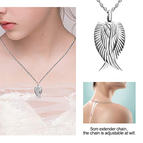 Angel Wing Cremation Necklace For Ashes Stainless Steel Urn Pendant Ashes Holder Memorial Jewelry-I’m Here Watching Over You #TOP2