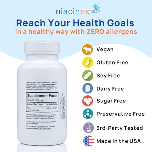 Niacinex Niacin 500Mg Extended Time Release Tablets Minimal To No-Flush, Vitamin B3 Supplement thumb #5