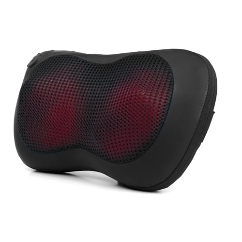 Salter EE6936BLKSTKEU7 Massagekissen mit Heizfunktion, tiefwirkendes Shiatsu, Relaxing Nacken, Schulterrücken, 4 Massageaufsätze, UK/EU-Stecker, Sicherheitstimer, leiser Betrieb, Tiefknethilfe