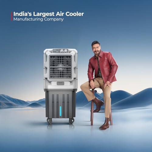 Image of SUMMERCOOL Solitaire Tower Air Cooler with Wheel | Automatic Water inlet | Auto Swing | 30ft Air Throw | Inverter Compatible | Honey Comb | 12 inch Fan | Ideal for Living Room | 75Ltr tank