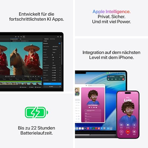 Apple MacBook Pro Laptop mit M5 Pro Chip mit 18-Core CPU und 20-Core GPU: Entwickelt für KI, 14,2" Liquid Retina XDR Display, 24 GB gemeinsamer Arbeitsspeicher, 2 TB SSD, WLAN 7; Space Schwarz 5