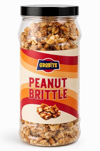 GROBITS - Peanut Brittle Traditional Retro Sweets Gift Jar - 450g