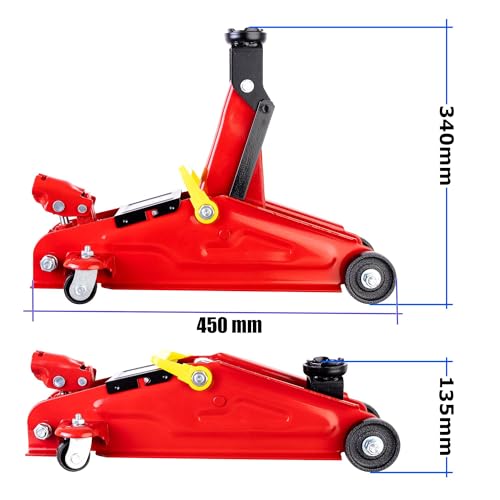 TC TECHNIC Gato de coche hidráulico de elevación 2Ton Big Red 135 â 340 mm Soportes y cuñas - Imagen 4