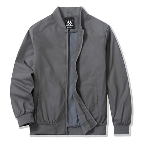 URBANFIND Men's Varsity Jacket Spring Fall Windbreaker Lightweight Bomber Jacket US XL Grey Cover